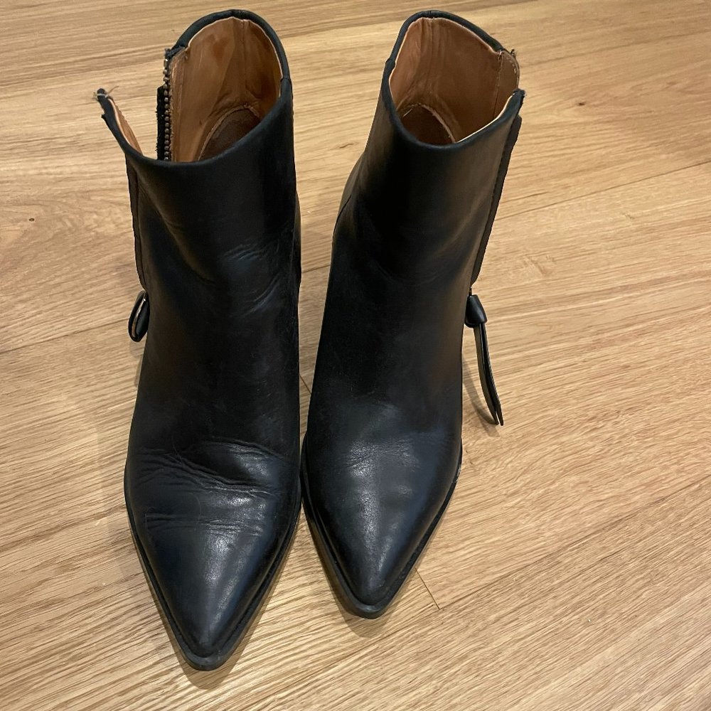 & Other Stories Block Heel Black Leather Boots - size 8